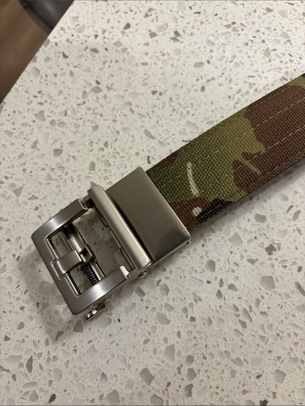 Camouflage Webbing Belt with Metal Ratchet Buckle - Men